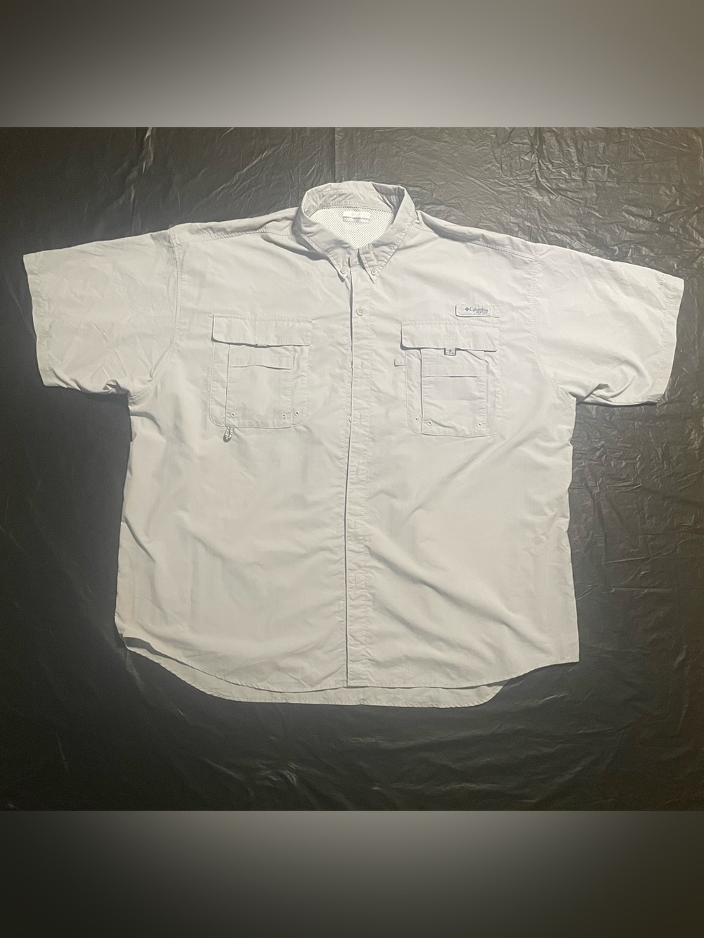 Columbia PFG Omni-Shade Fishing Shirt Mens 3XL Gray Short Sleeve Button Up